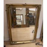 Large gilt modern wall mirror with bevelled glass
