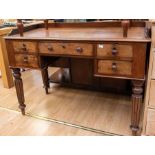A 19th Century Victorian mahogany desk, gallery topped, two drawers either side of central drawer,