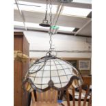 A Tiffany style stained glass leaded bowl shaped ceiling light, of recent manufacture, 51 cms
