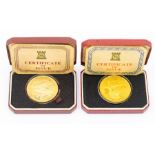 Two Pobjoy Mint Concorde commemorative medals, with certificates in boxes, one for first passenger
