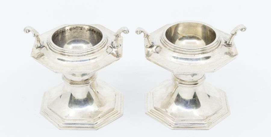 A matched pair of early 20th Century Holy Water holders in the form of Christening Fonts, by