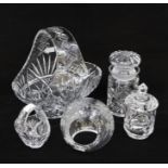 A quantity of cut glass wares, to include a fruit bowl, basket etc, along with a pewter mounted