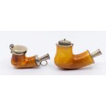 Two large late 19th / early 20th Century silver and white metal mounted Meerschaum pipe ends,