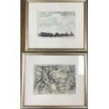 Two Signed Original pictures by Adrian Hill, one pen & ink dated 1966 and a water colour pictures.