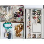 A collection of costume jewellery to include silver and gem set earrings, rings, including some