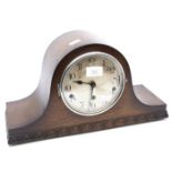 Early 20th Century Napoleon hat 8 day mantle clock with Art Nouveau detail