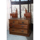 A collection of furniture comprising an Edwardian mahogany dressing chest with multiple drawers, a