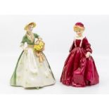 Mid 20th Century Royal Worcester figure by FG Doughty of Grandmothers Dress along with another Royal