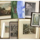 Collection of Pictures and prints, includes two original water colours by J.I. Turner dated 1885,