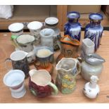 A large collection of ceramic jugs and vases, to include:- Wedgwood examples, Wadeheath and