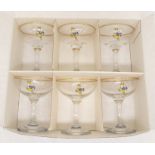 Six original Babycham glasses in original party pack box