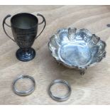 Items of silver comprising:- a small two handled trophy awarded for the 'Derbyshire Association of