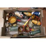 A miscellaneous lot to include various early 20th century moulded glass bottles for medicine etc,