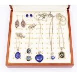 A collection of Gemporia silver and gem stone jewellery to include three lapis lazuli set pendant