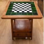 Early 20th Century oak games table, with tiled top