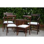 A collection of furniture, comprising a pair of early 19th Century mahogany side chairs with sabre