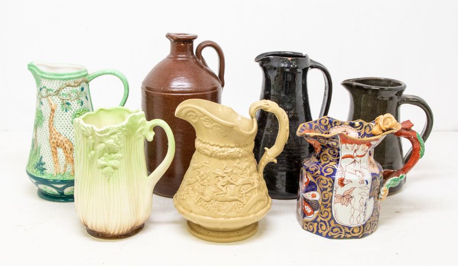 A collection of ceramic jugs, to include a Ridgway & Co. 1835 example; a stoneware example; sylvac - Image 3 of 4