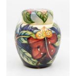 Late 20th Century Moorcroft ginger jar, strawberry detailing