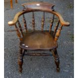 A 19th Century oak captains chair along with late Georgian mahogany armchair and a late 19th Century