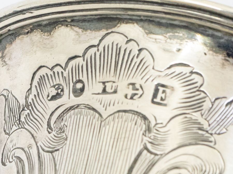 A Victorian silver baluster mug, engraved decoration and central roundels, with later presentation - Image 2 of 3