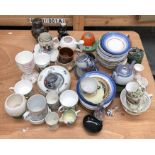 A large collection of assorted ceramics, to include:- Royal family commemorative mugs; a part tea