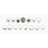 A collection of Gemporia silver and gem set rings to include an Ethiopian oval three stone  faced