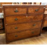 George III mahogany two above three chest with block feet