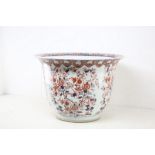 Large ceramic Chinese planter mid 20th century Crocus flower design.