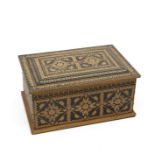 Indian inlaid trinket box, mahogany and pine