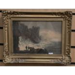 19th Century watercolour of coastal scene, Continental School, 20 x 29 cms approx