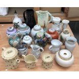 A collection of ceramics, to include:- a three piece coffee set, various modern spice jars, assorted