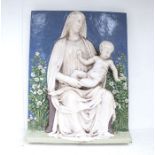 A large decorative plaque depicting the Madonna and Child by Cantigalli. Approx dimensions are 77.