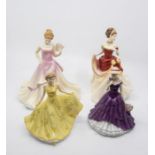 Royal Doulton Pretty Ladies series including two large and two small figures, Megan, Lorraine,