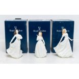 Three Royal Doulton lady figures including Loving Thoughts, Joy and Friendship, no certificates,