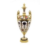 A large Royal Crown Derby Imari lidded handled vase in box