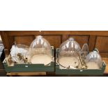A set of three Regency style hall lights comprising two large and small light, bulbous shaped