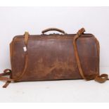 Mid 20th Century leather doctors bag with straps