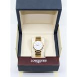 Longines- a gents two tone La Grande Classique Longines wristwatch, round white dial, with numeral