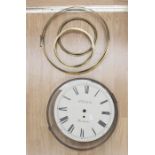 Four span brass clock bezels and a clock door (repro)