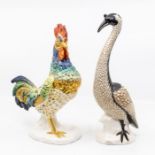 Two Crown Staffordshire Figures by J T Jones ie. Chinese Crane and French Cockerel