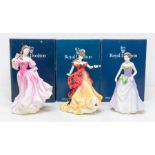 Three Royal Doulton boxed lady figures including Belle, Lauren and Jessica, with certificates
