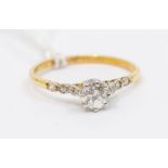 A diamond and 18ct gold solitaire ring, the old cut diamond weighing approx 0.40ct, six claw