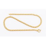 A 9ct gold fancy link chain necklace, flat rope links, width approx. 4mm, bolt clasp, length approx.