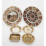 Royal Crown Derby 1128 Imari medium dinner plate, first quality, in box, along with a limited