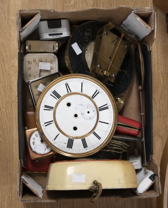 Box of assorted clock movements, AF