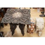 Two Asian elephant garden seats and an Asian table (3)