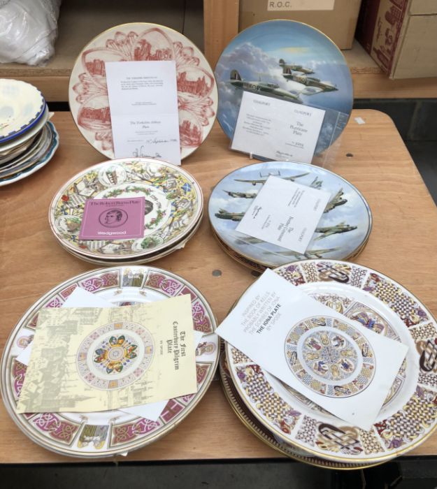 A large collection of commemorative plates and others, to include:- the Coalport 'Bomber Command