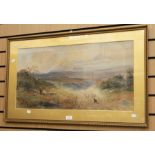 A 19th Century watercolour by Fennie of a countryside scene with a farmer taking cattle down the