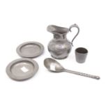 Six pewter items