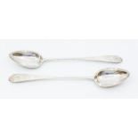 A pair of George III Scottish Old English Pattern with dog nose basting / serving spoons, each